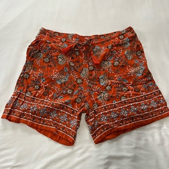 J. Jill Pants - J. Jill Zinnia Orange Floral Paisley Printed Shorts